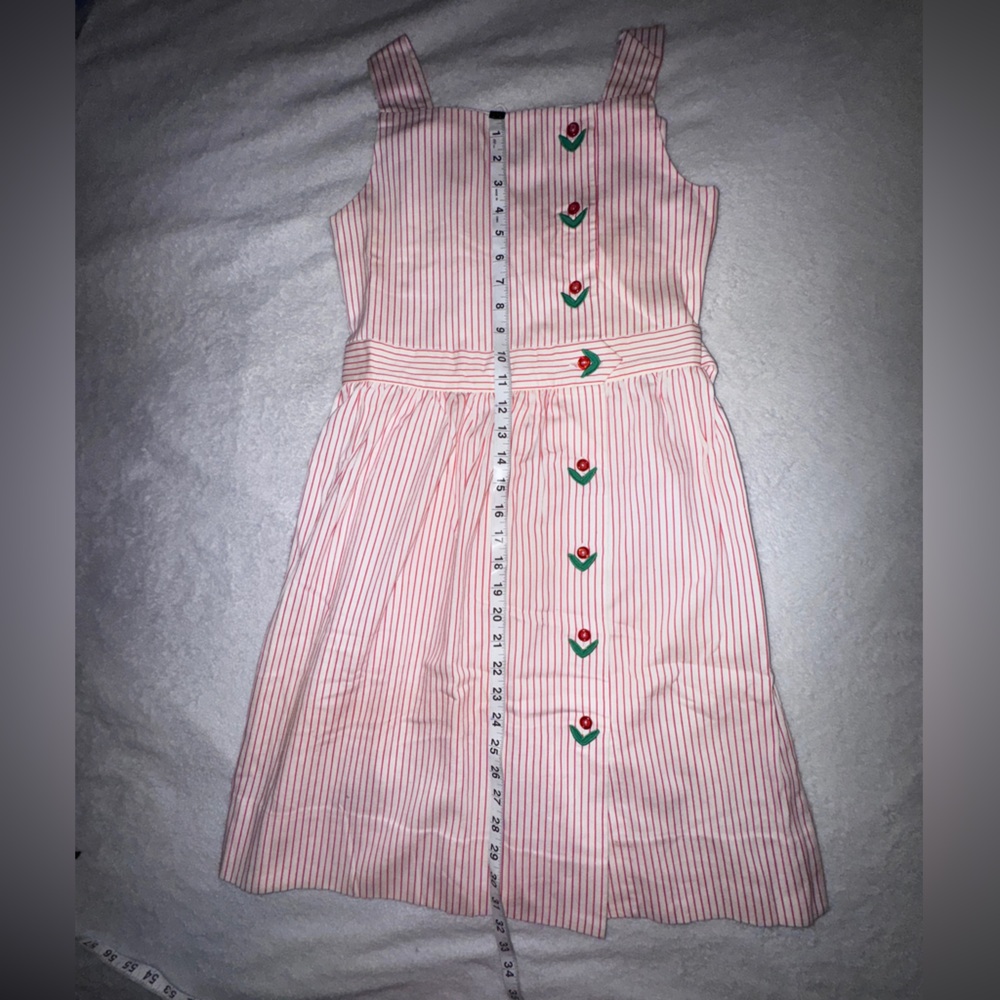 Florence Eiseman Pink Striped Dress with Floral Accents
